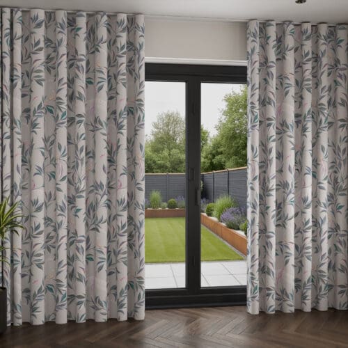 Sara Miller Ornamental Peacock Warm Grey Wave Curtain