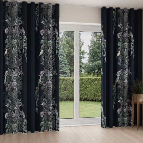 Sara Miller Peacock Filigree Petrol Wave Curtain