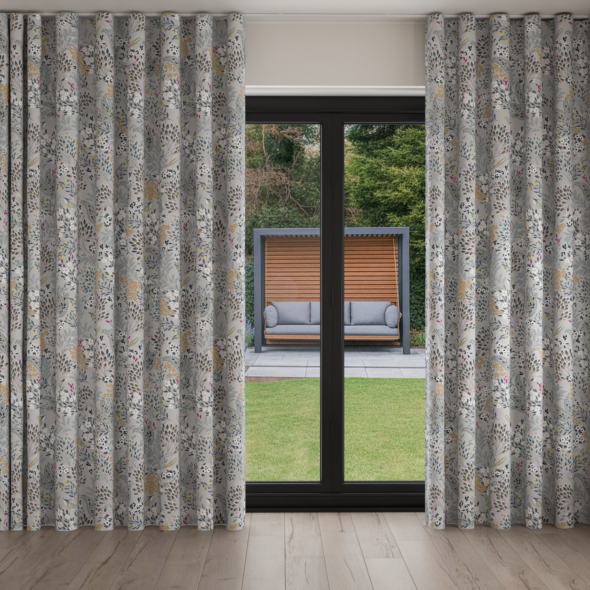 Sara Miller Songbird Soft Grey Wave Curtain - Image 3