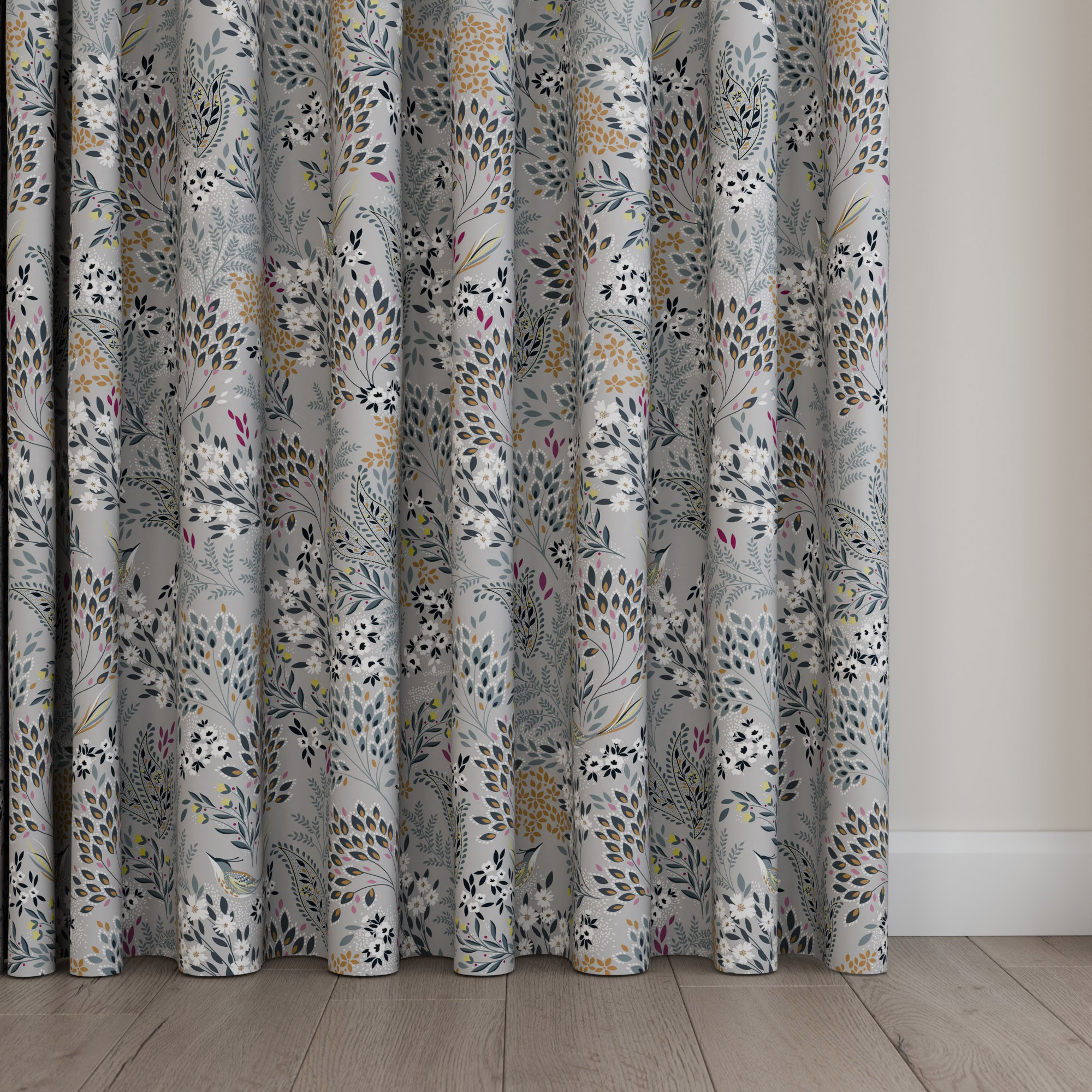 Sara Miller Songbird Soft Grey Wave Curtain - Image 5
