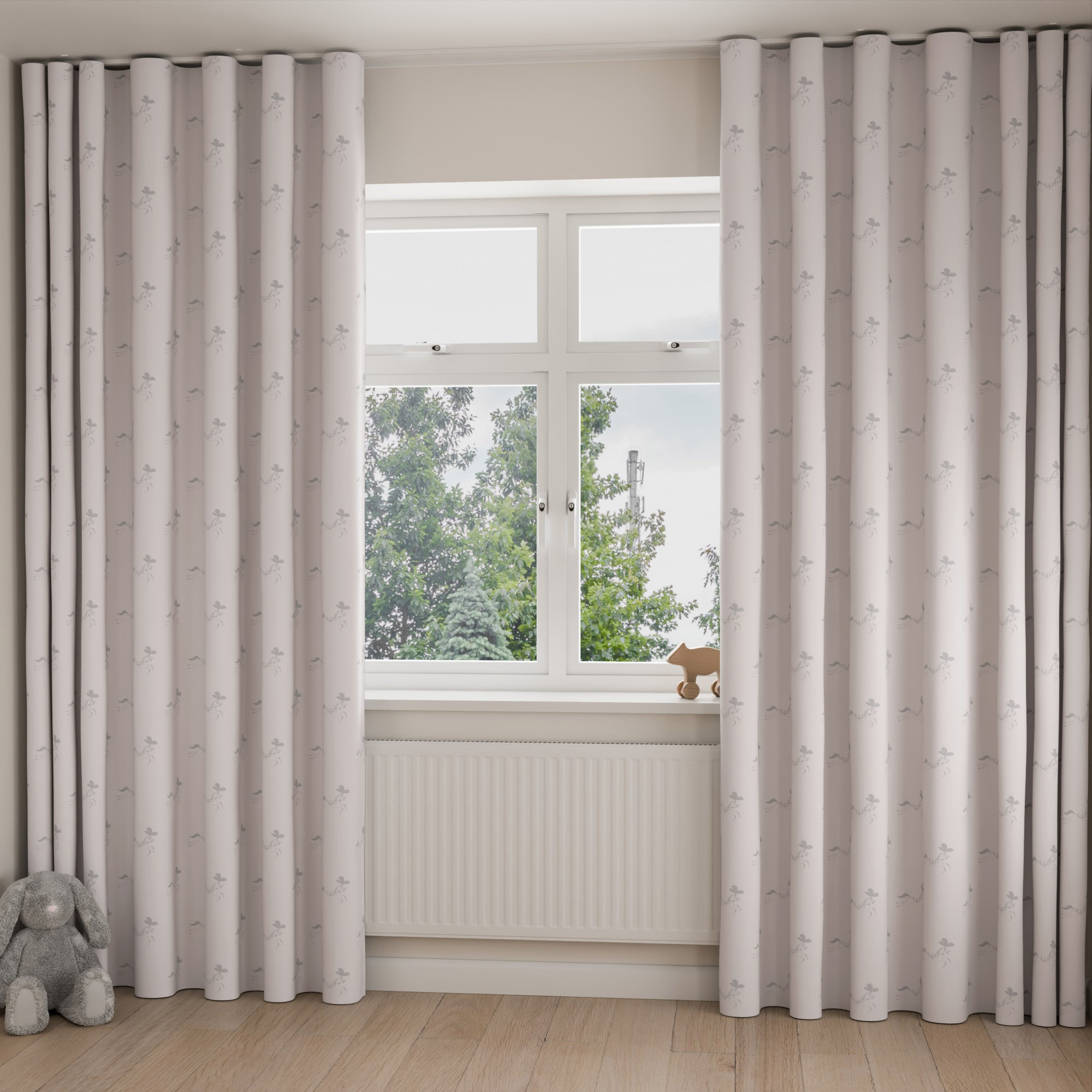 Sophie Allport Fairground Ponies Soft Pink Wave Curtain - Image 2