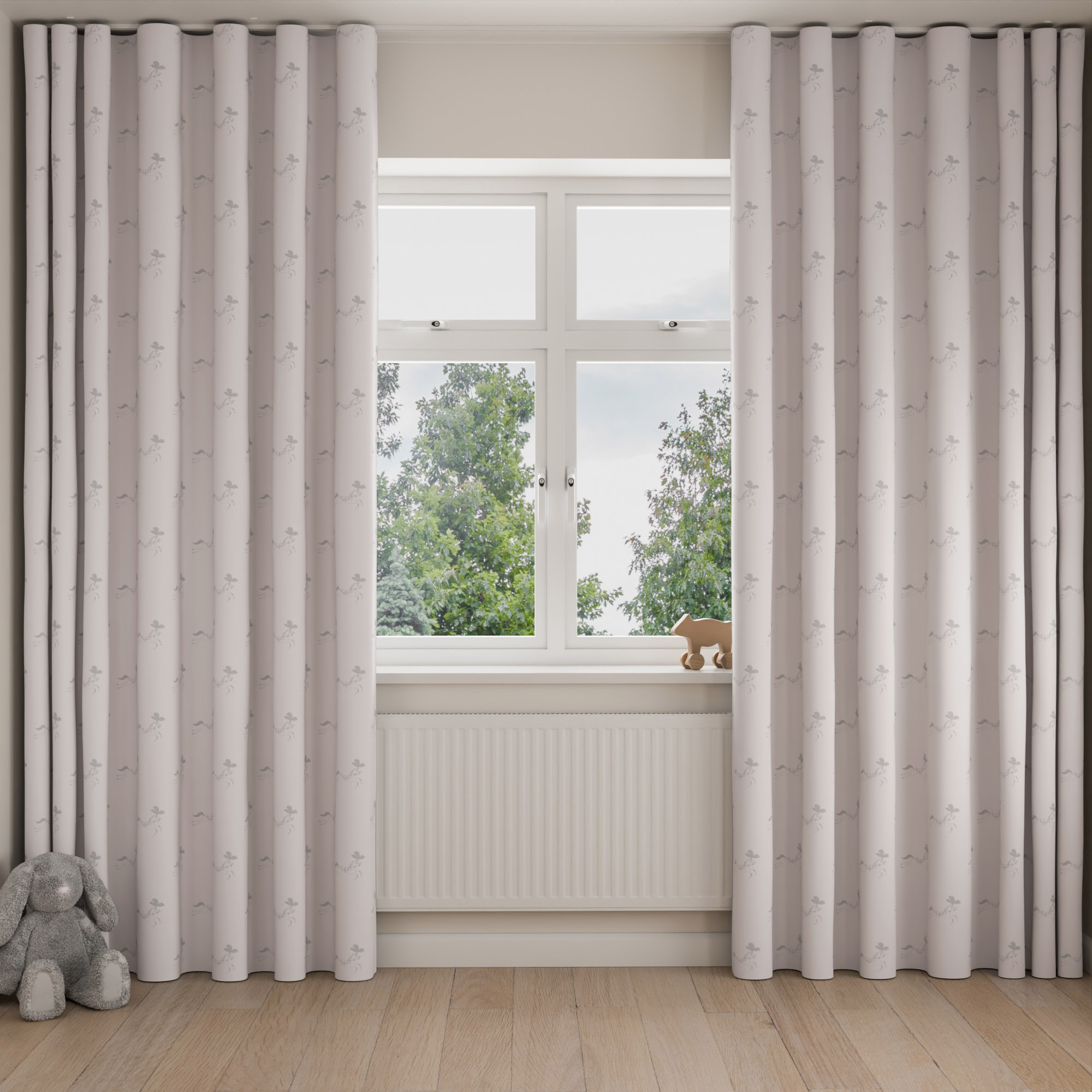 Sophie Allport Fairground Ponies Soft Pink Wave Curtain - Image 3