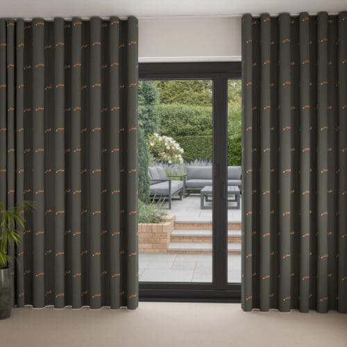 Sophie Allport Foxes Forest Green Wave Curtain