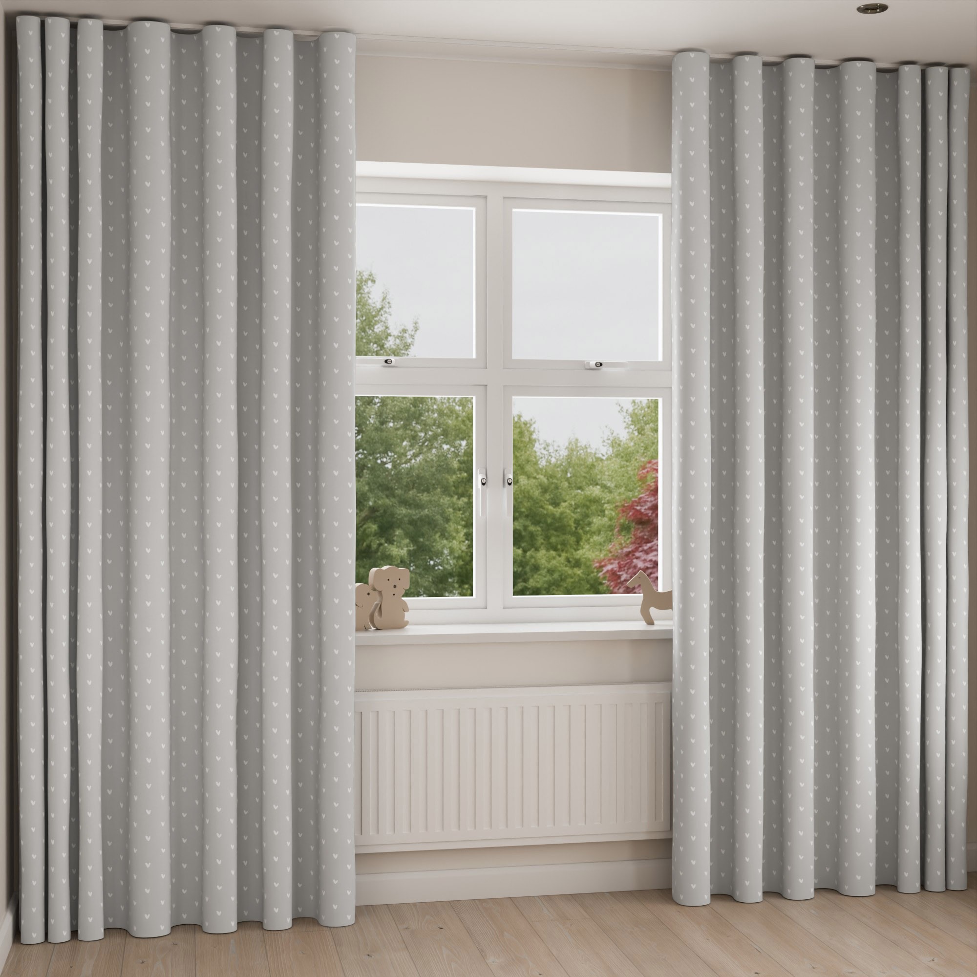 Sophie Allport Hearts Grey Wave Curtain - Image 2