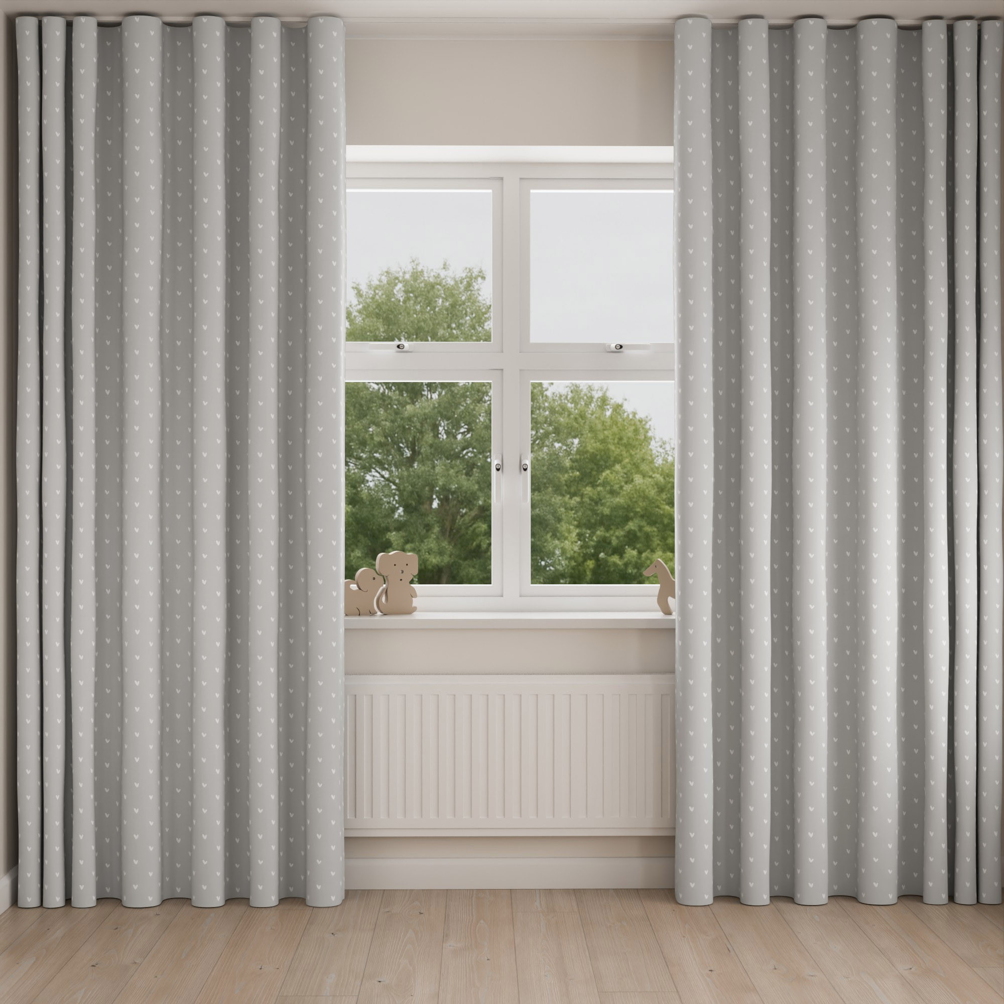 Sophie Allport Hearts Grey Wave Curtain - Image 3