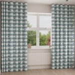 Sophie Allport Whale Stripe Deep Duckegg Wave Curtain