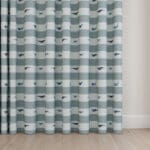 Sophie Allport Whale Stripe Deep Duckegg Wave Curtain