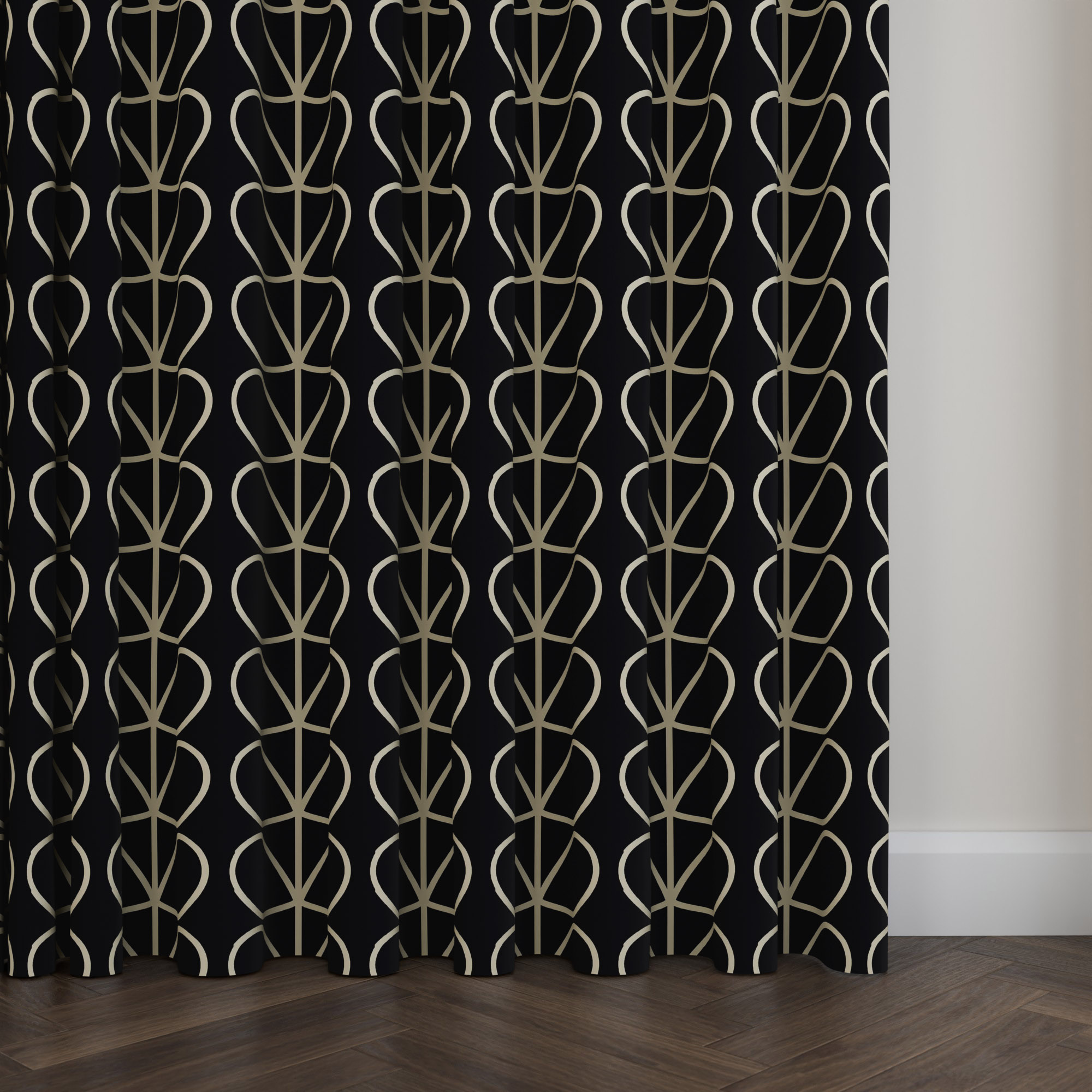 Orla Kiely Jumbo Linear Stem Liquorice Wave Curtain - Image 5