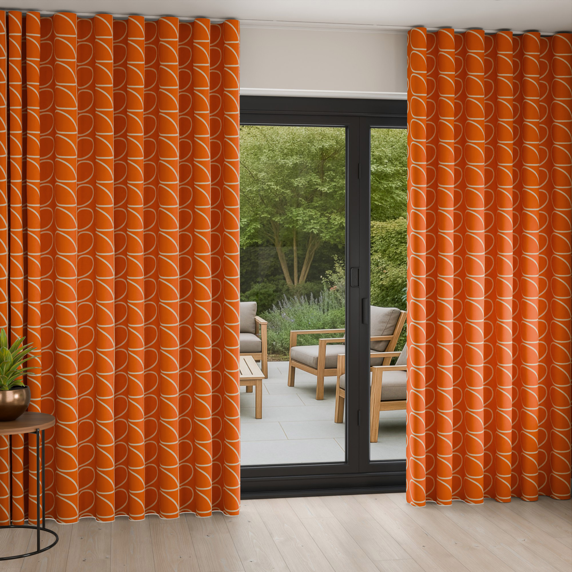 Orla Kiely Jumbo Linear Stem Persimmon Wave Curtain - Image 2