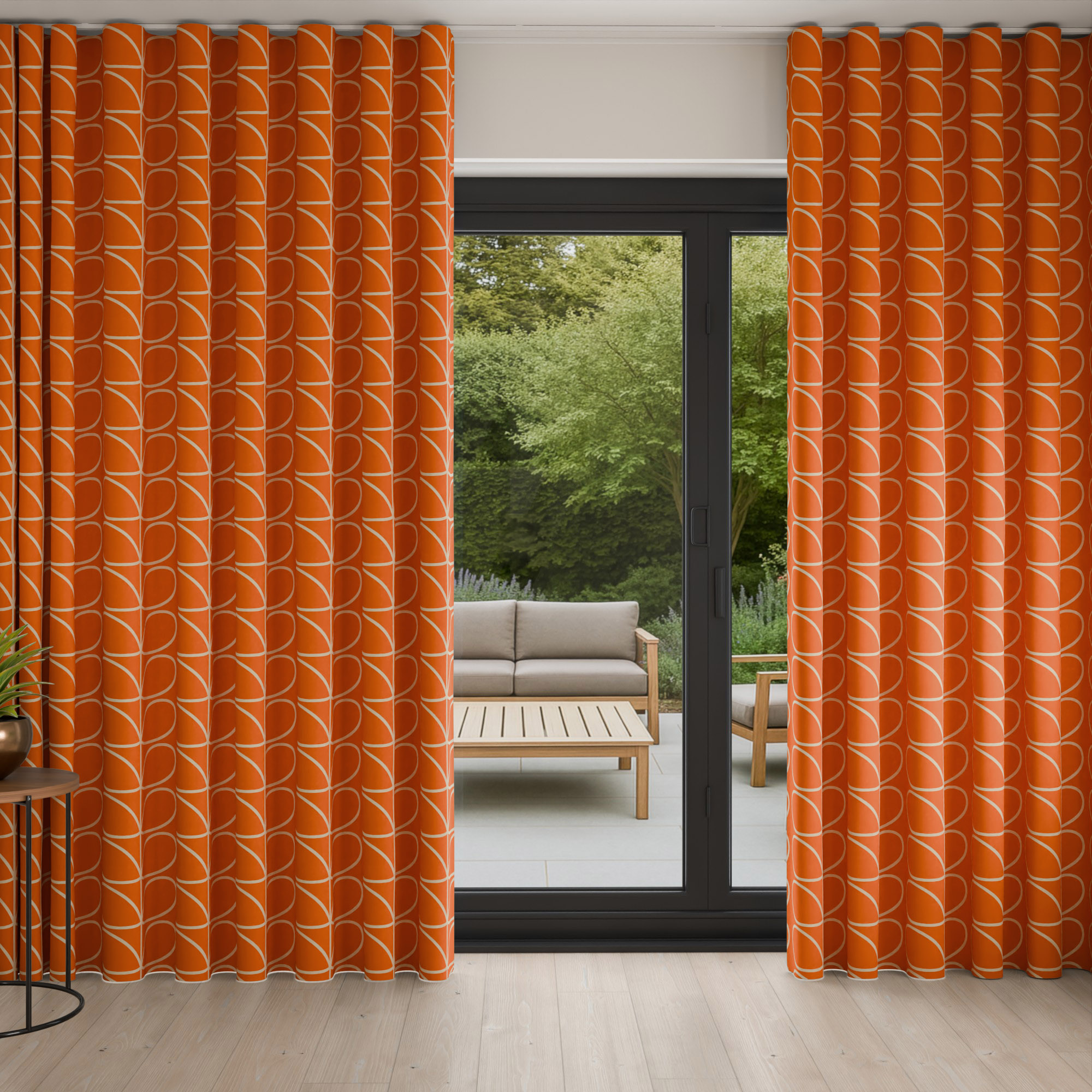 Orla Kiely Jumbo Linear Stem Persimmon Wave Curtain - Image 3