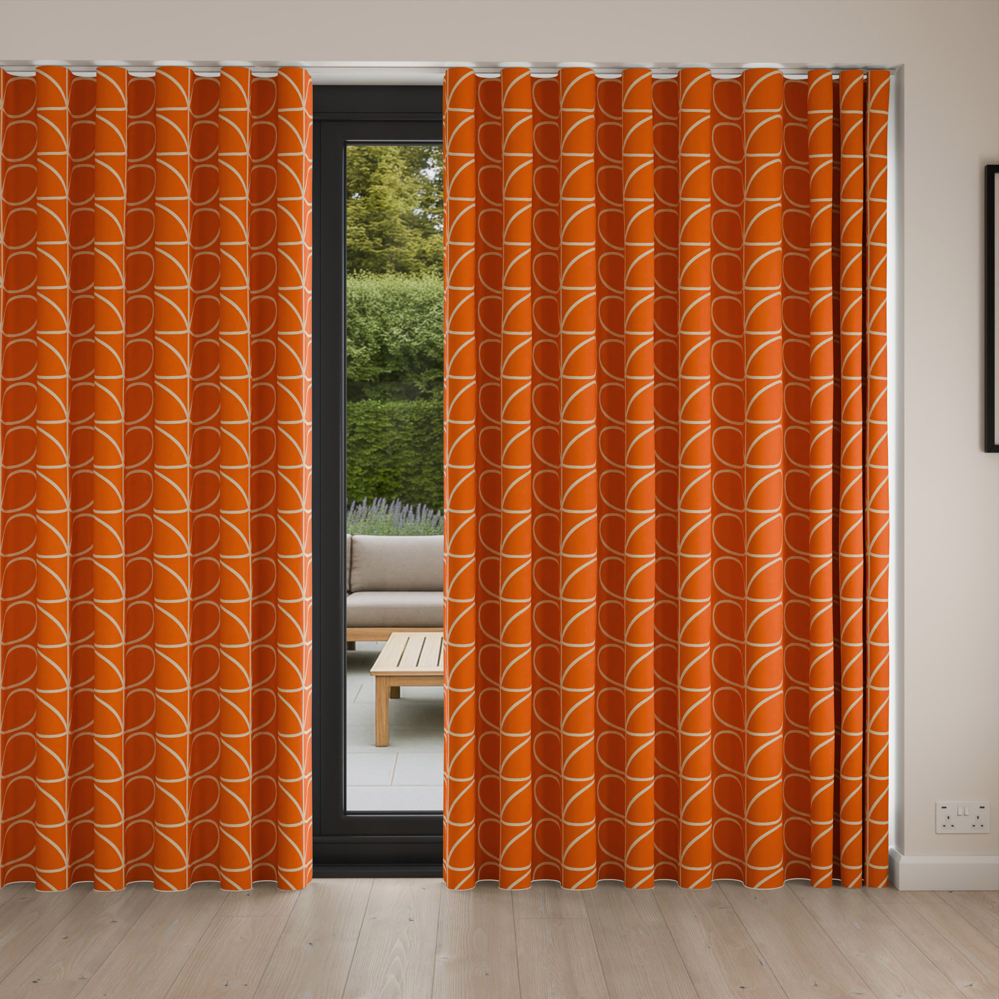 Orla Kiely Jumbo Linear Stem Persimmon Wave Curtain - Image 4