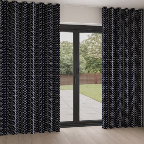 Orla Kiely Linear Stem Navy Whale Wave Curtain