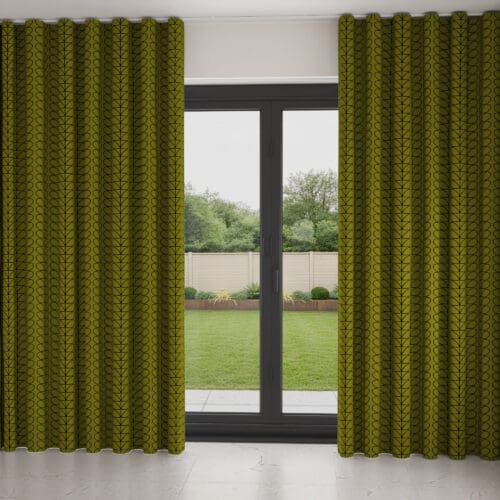Orla Kiely Linear Stem Olive & Black Wave Curtain