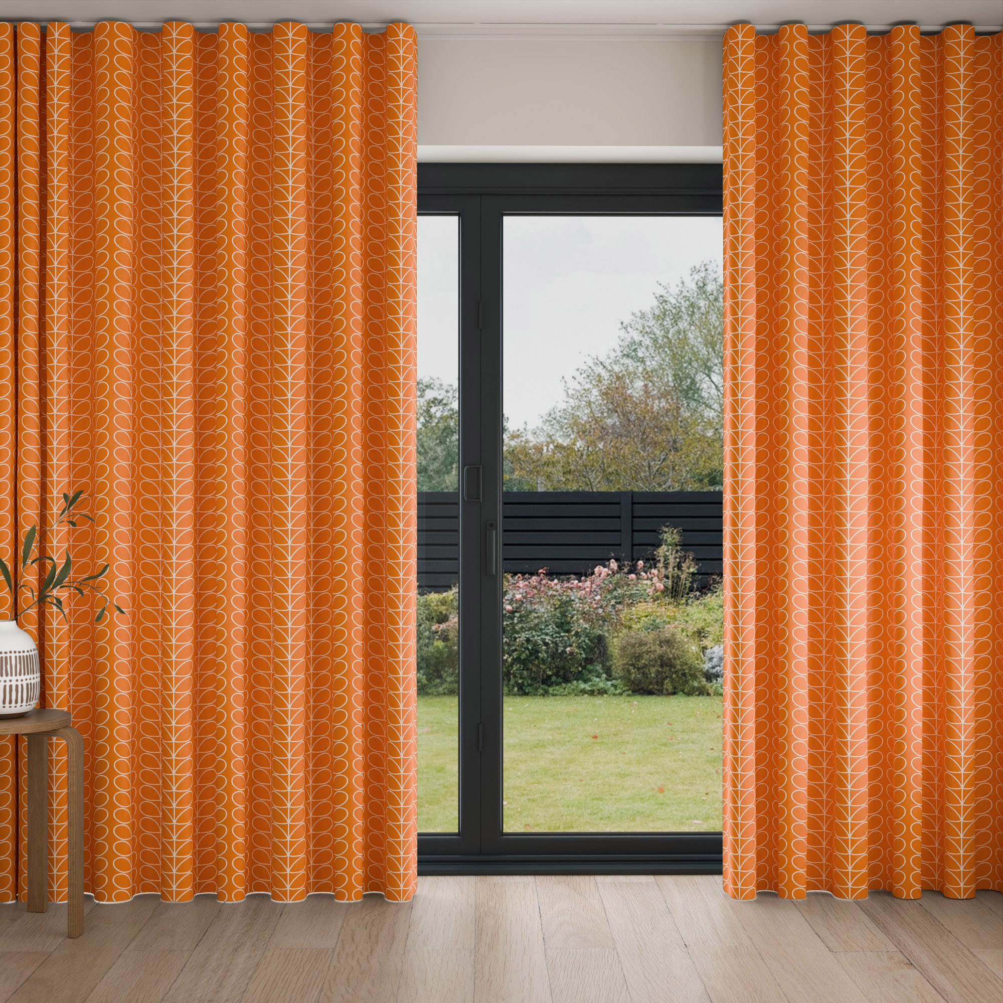 Orla Kiely Linear Stem Persimmon Wave Curtain - Image 3