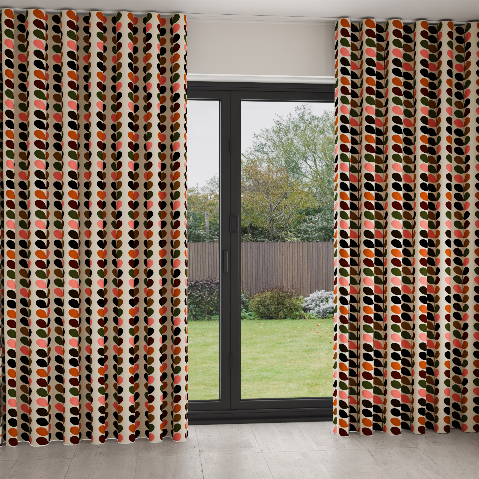 Orla Kiely Multi Stem Pink & Red Wave Curtain