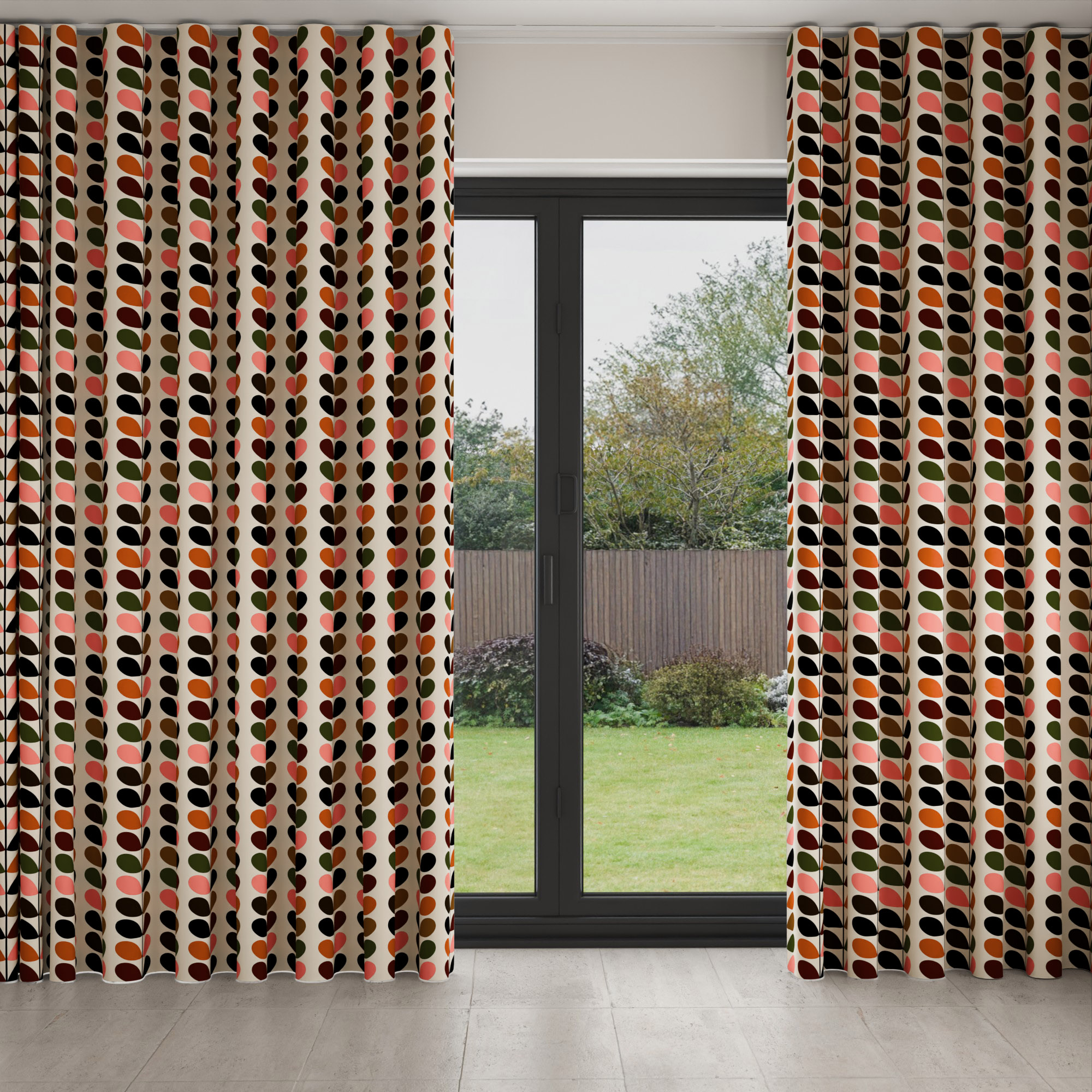 Orla Kiely Multi Stem Pink & Red Wave Curtain - Image 2