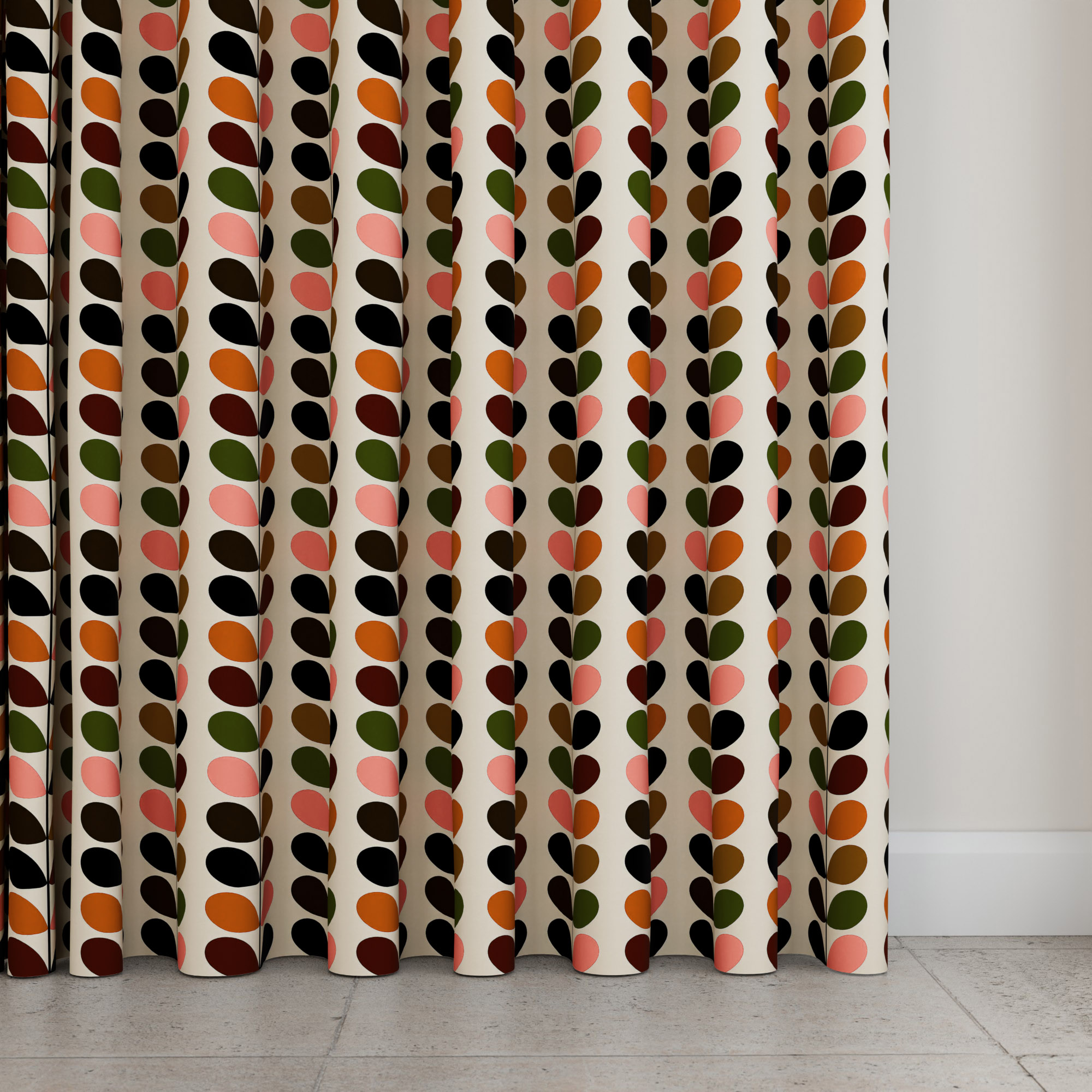 Orla Kiely Multi Stem Pink & Red Wave Curtain - Image 4