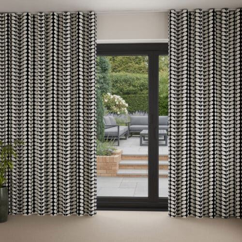 Orla Kiely Solid Stem Black Wave Curtain