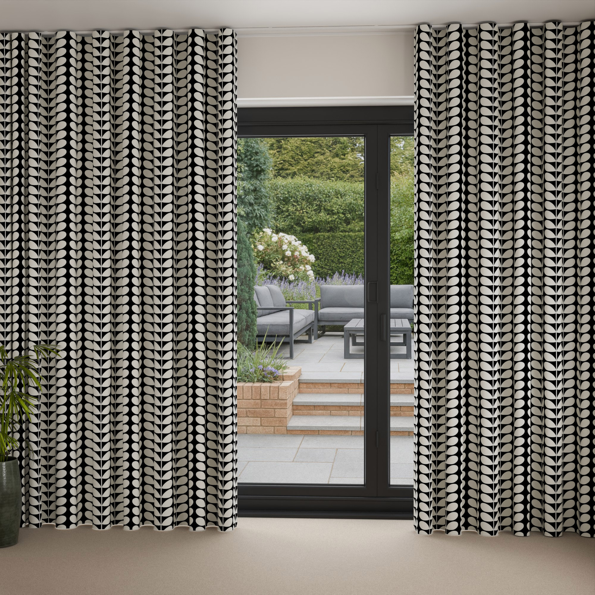Orla Kiely Solid Stem Black Wave Curtain - Image 2
