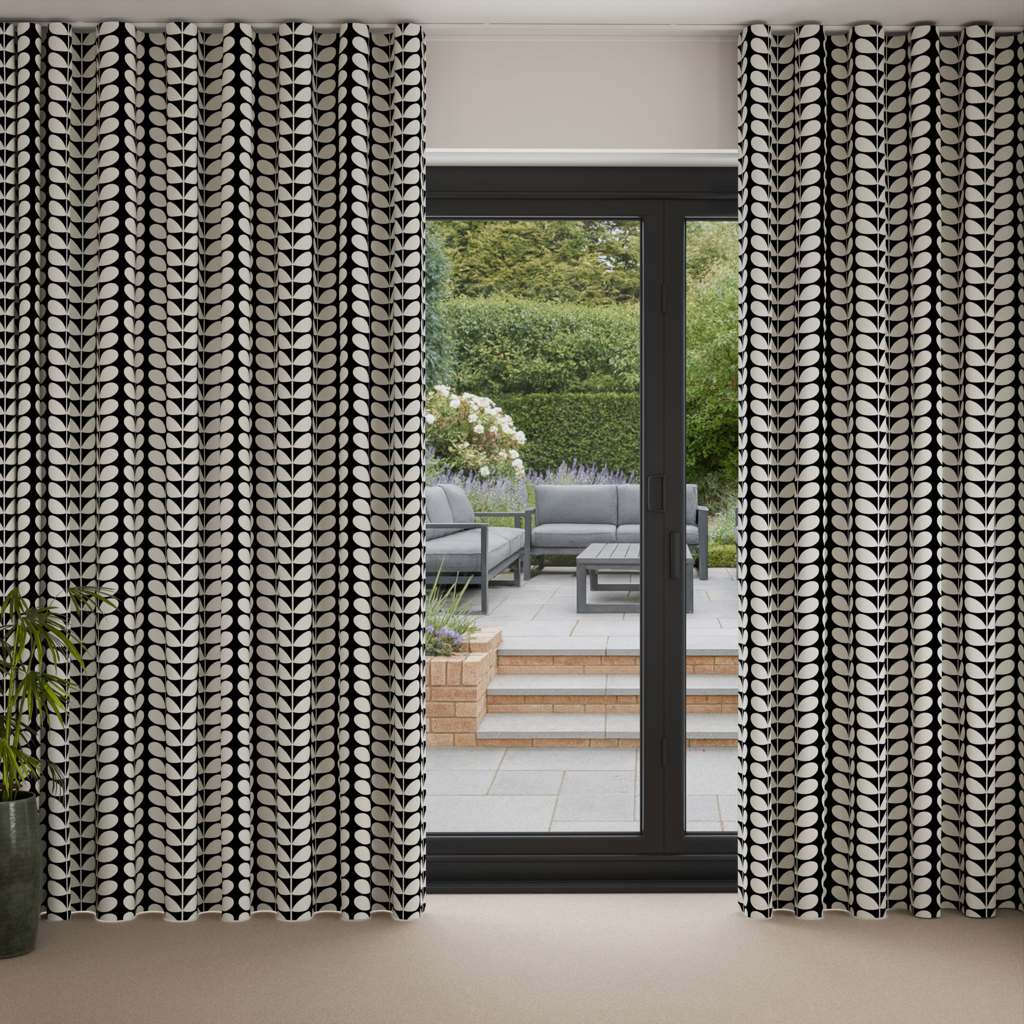 Orla Kiely Solid Stem Black Wave Curtain - Image 3