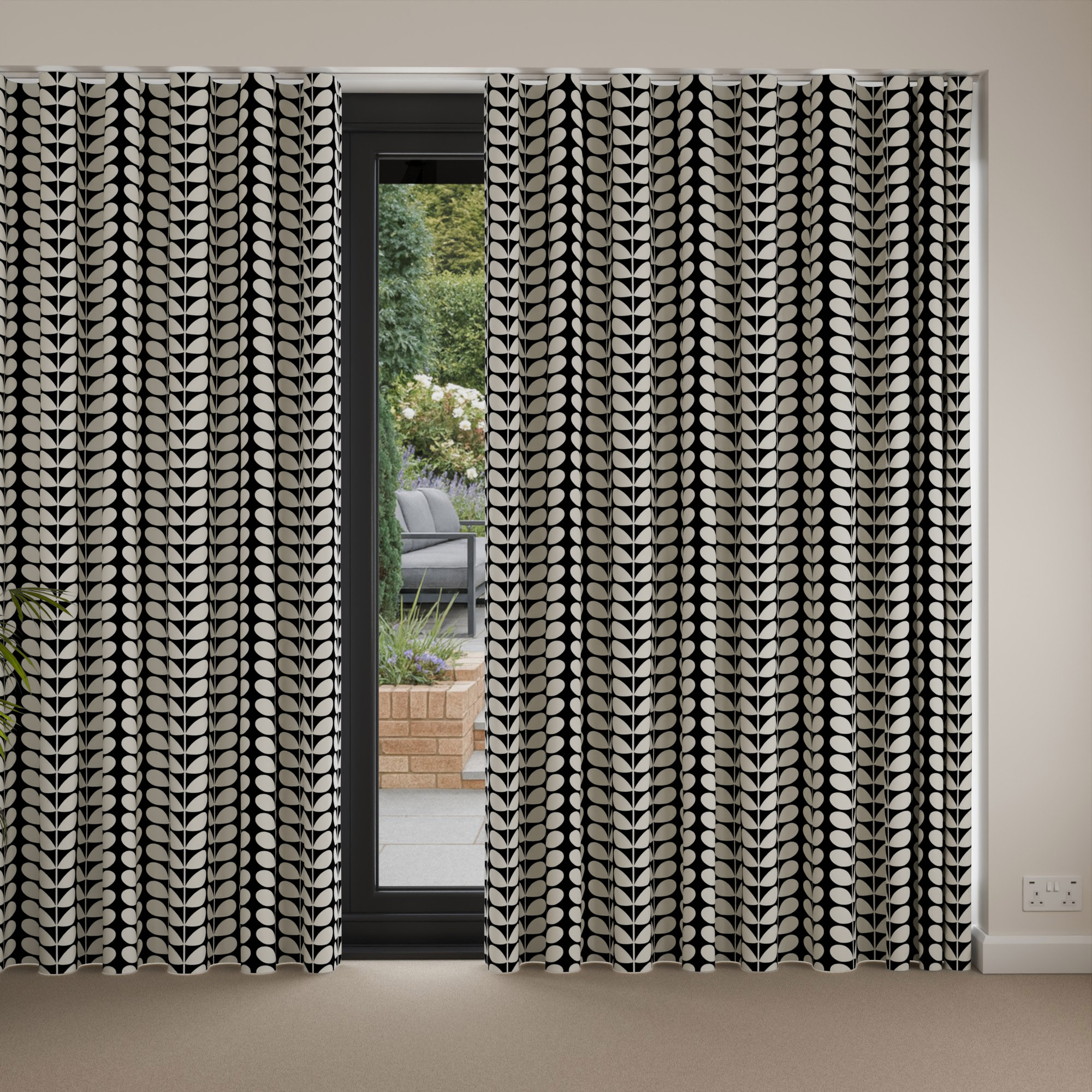Orla Kiely Solid Stem Black Wave Curtain - Image 4