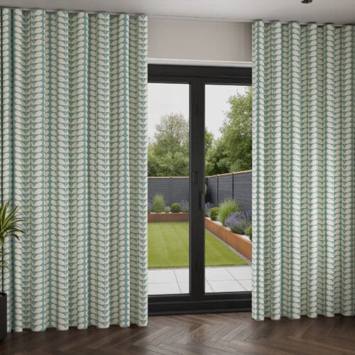 Orla Kiely Solid Stem Duckegg Wave Curtain