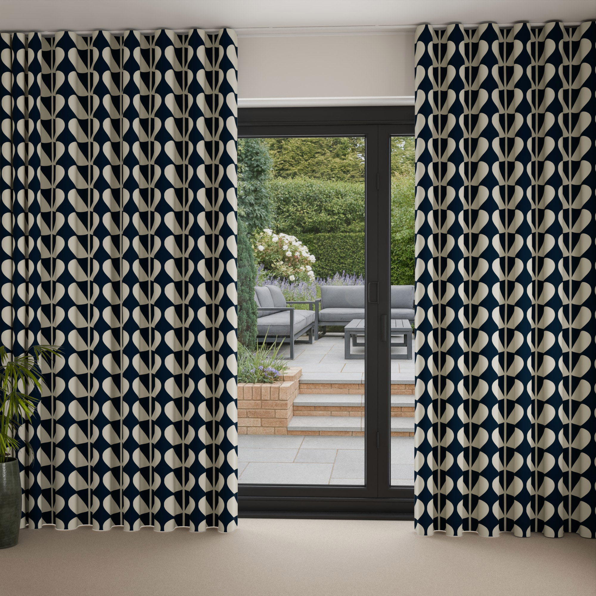 Orla Kiely Jumbo Solid Stem Whale Wave Curtain