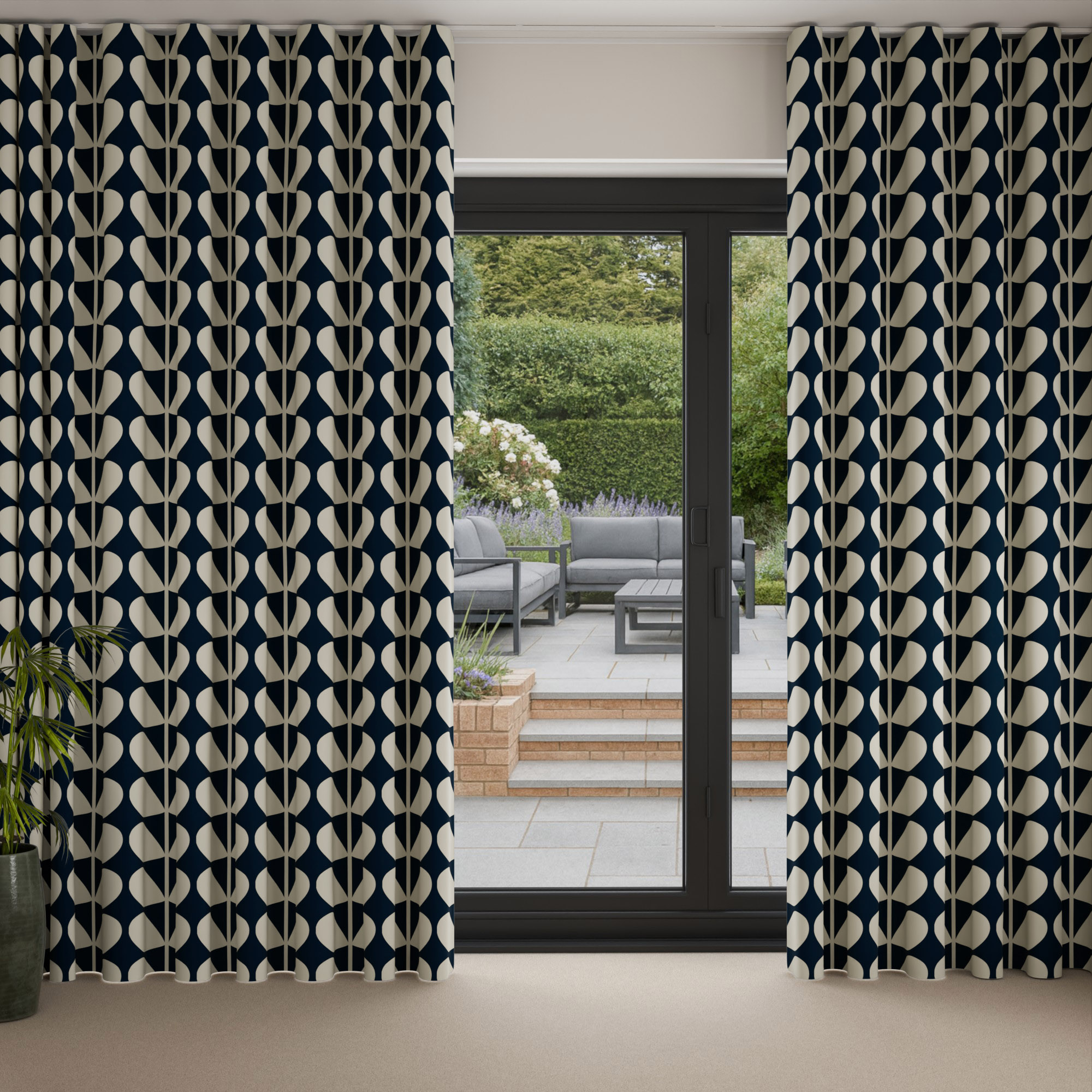 Orla Kiely Jumbo Solid Stem Whale Wave Curtain - Image 3