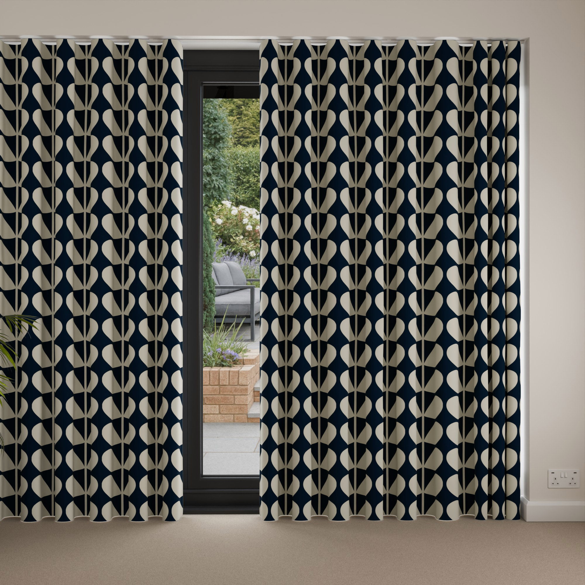 Orla Kiely Jumbo Solid Stem Whale Wave Curtain - Image 4