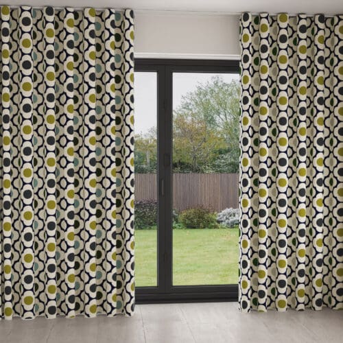 Orla Kiely Spot Flower Blue Multi Wave Curtain