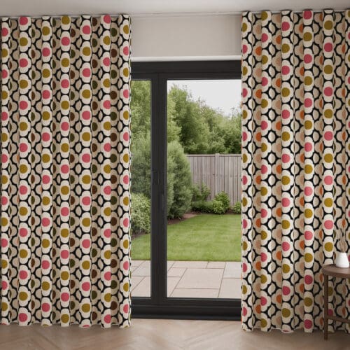 Orla Kiely Spot Flower Red Multi Wave Curtain