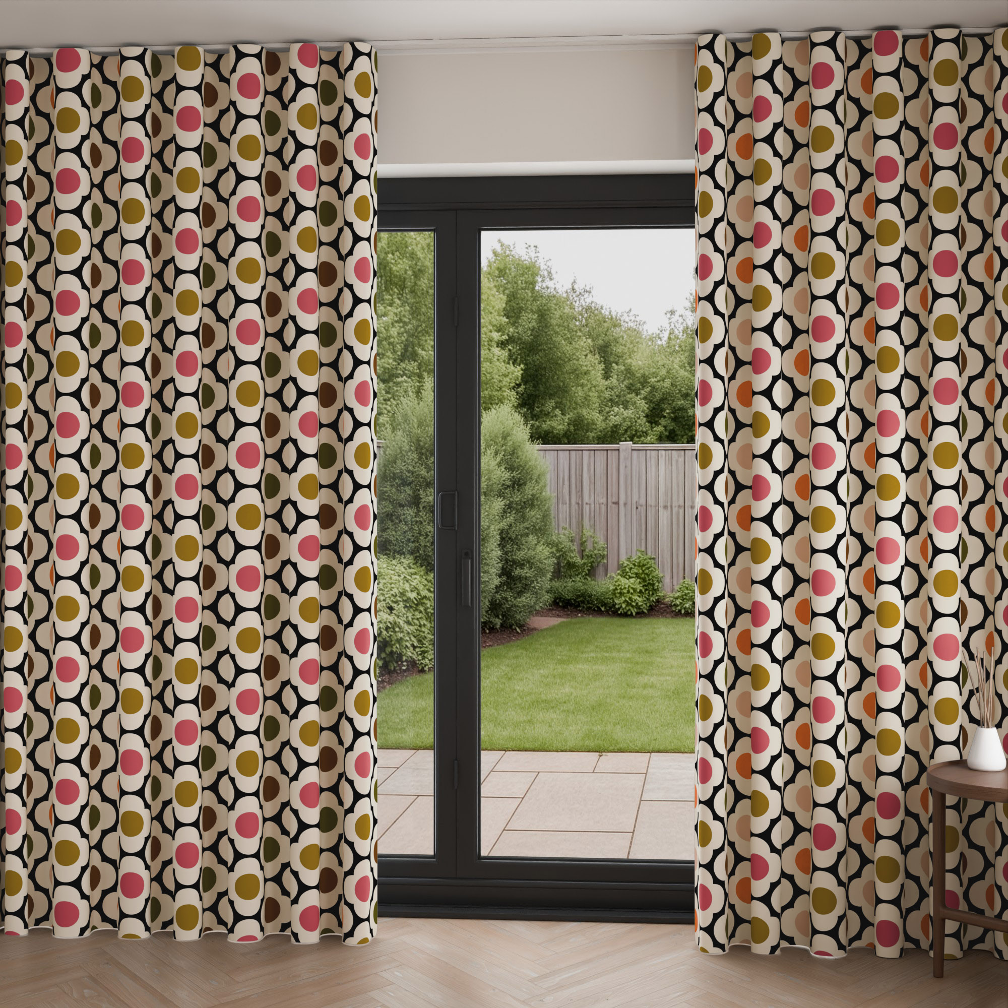 Orla Kiely Spot Flower Red Multi Wave Curtain