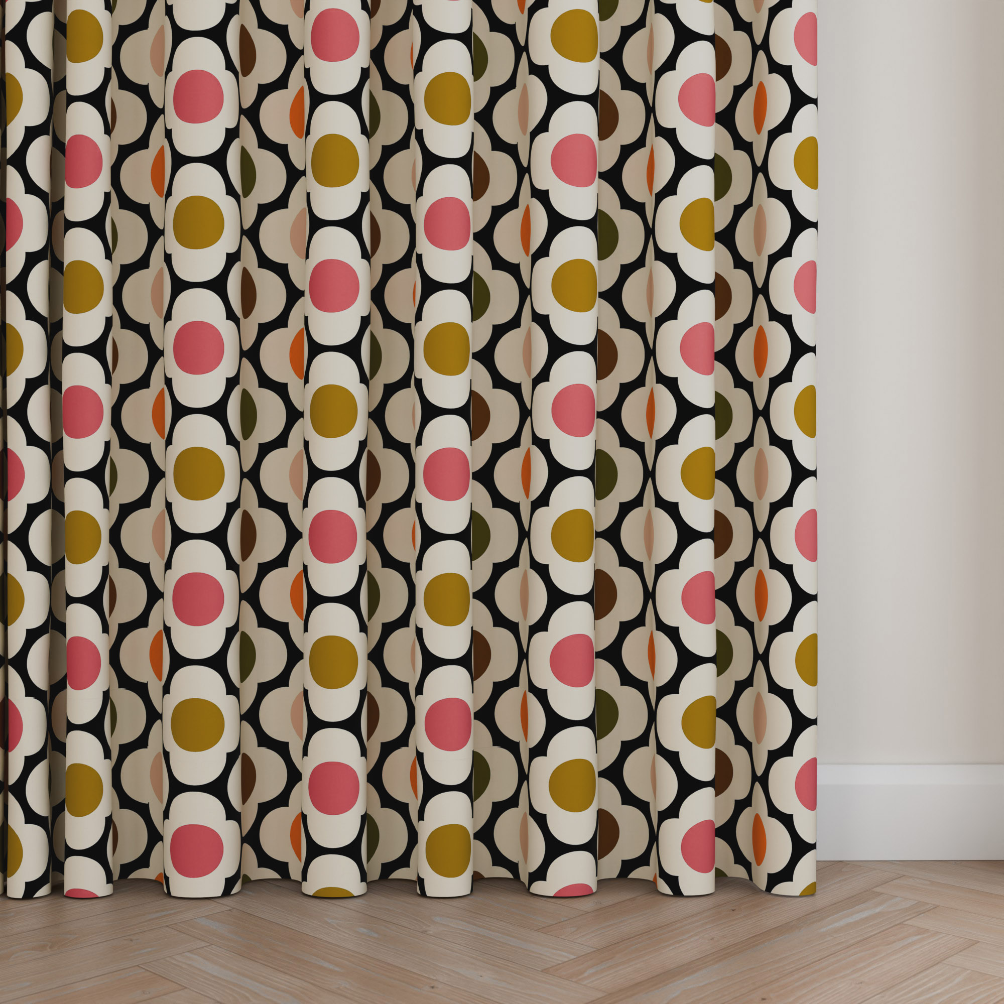 Orla Kiely Spot Flower Red Multi Wave Curtain - Image 5