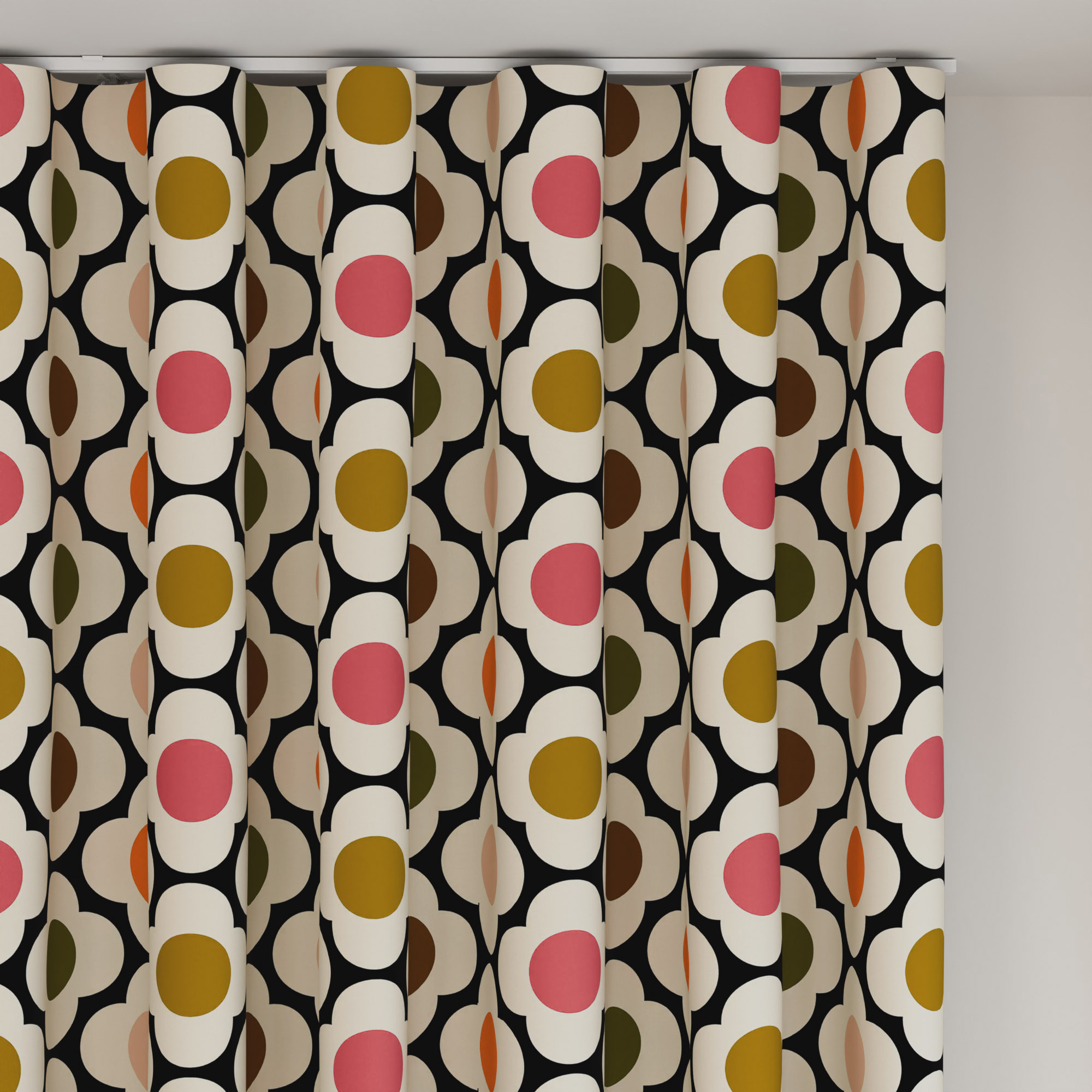 Orla Kiely Spot Flower Red Multi Wave Curtain - Image 6