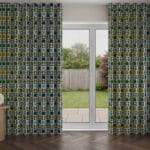 Orla Kiely Spot Flower Stem Blue & Green Wave Curtain