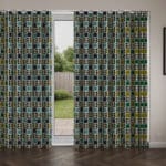 Orla Kiely Spot Flower Stem Blue & Green Wave Curtain