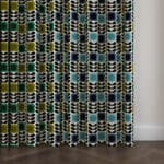 Orla Kiely Spot Flower Stem Blue & Green Wave Curtain
