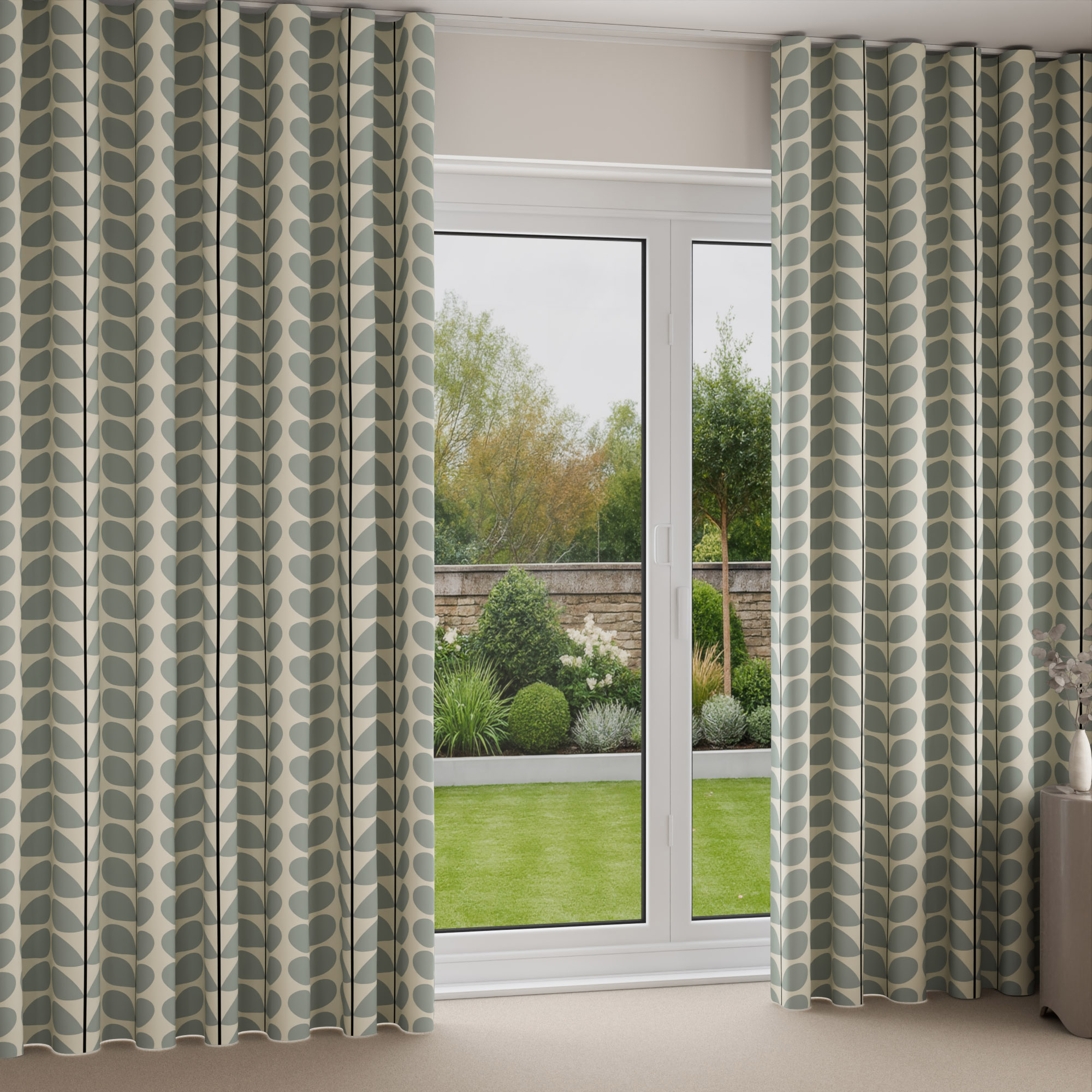 Orla Kiely Two Colour Stem Powder Blue Wave Curtain - Image 2