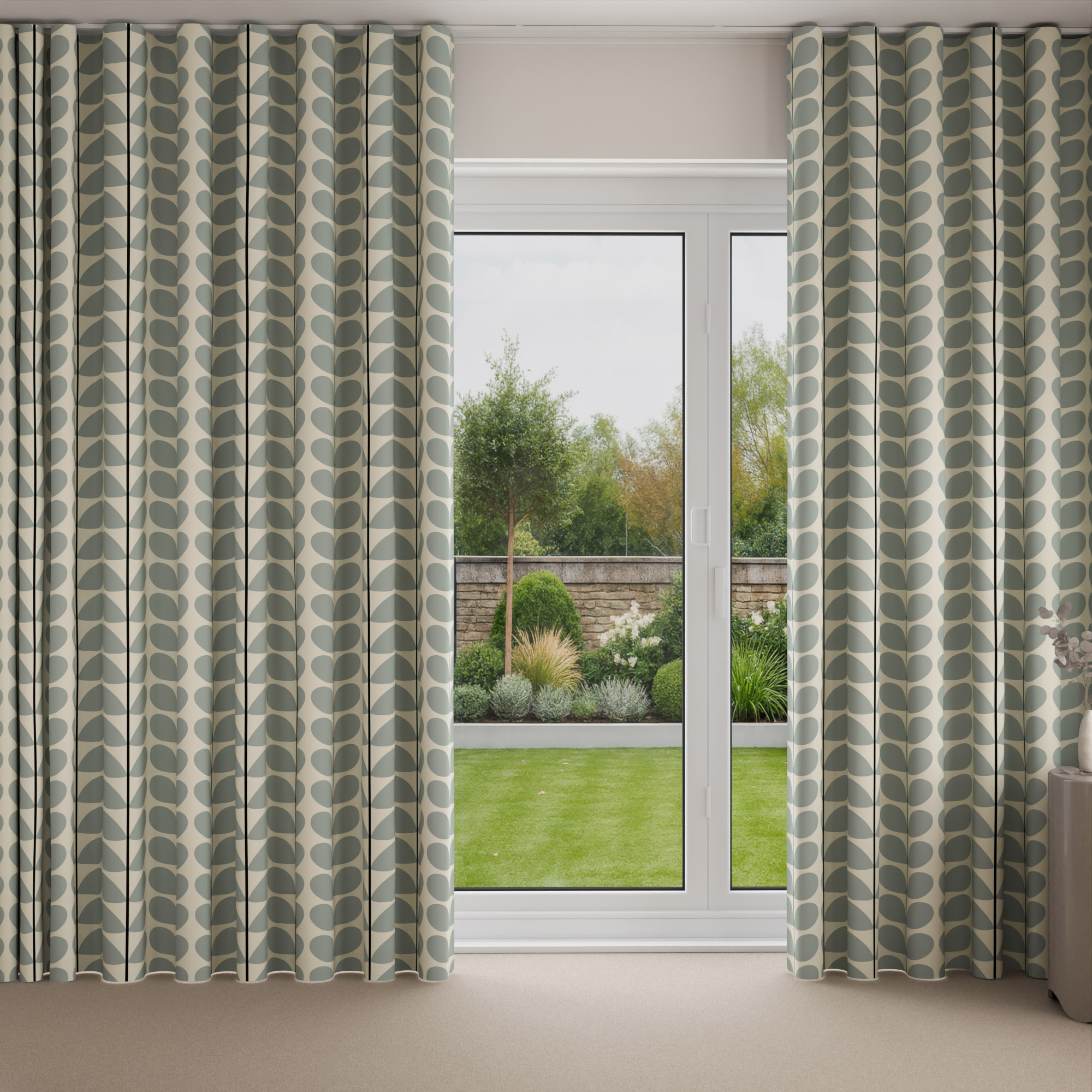 Orla Kiely Two Colour Stem Powder Blue Wave Curtain - Image 3