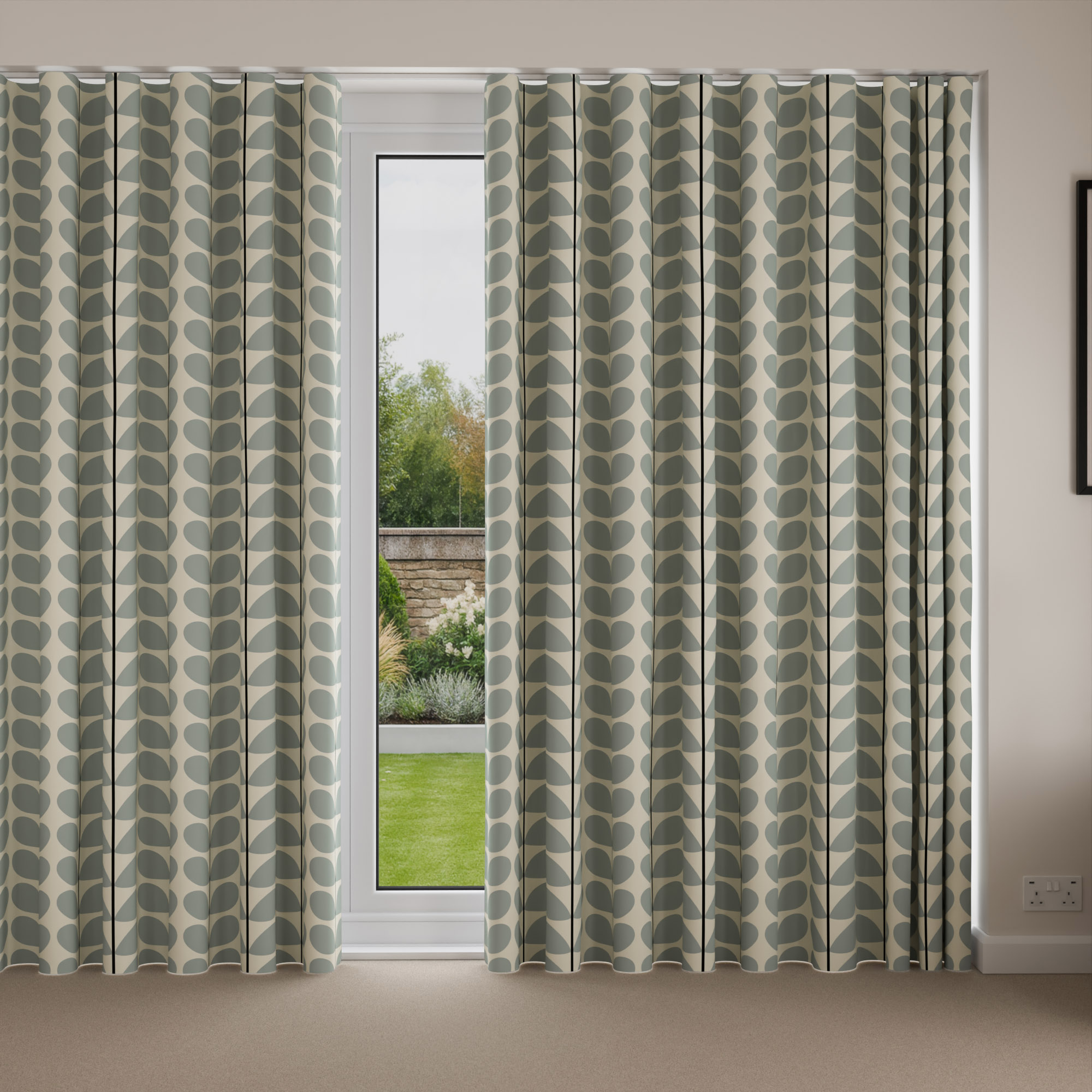 Orla Kiely Two Colour Stem Powder Blue Wave Curtain - Image 4
