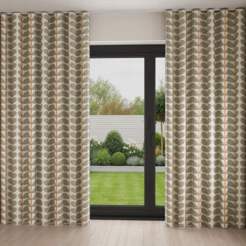 Orla Kiely Two Colour Stem Warm Grey Wave Curtain