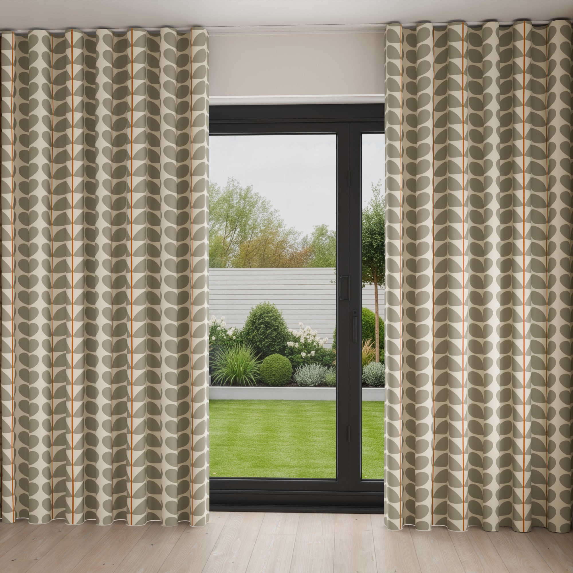 Orla Kiely Two Colour Stem Warm Grey Wave Curtain - Image 2
