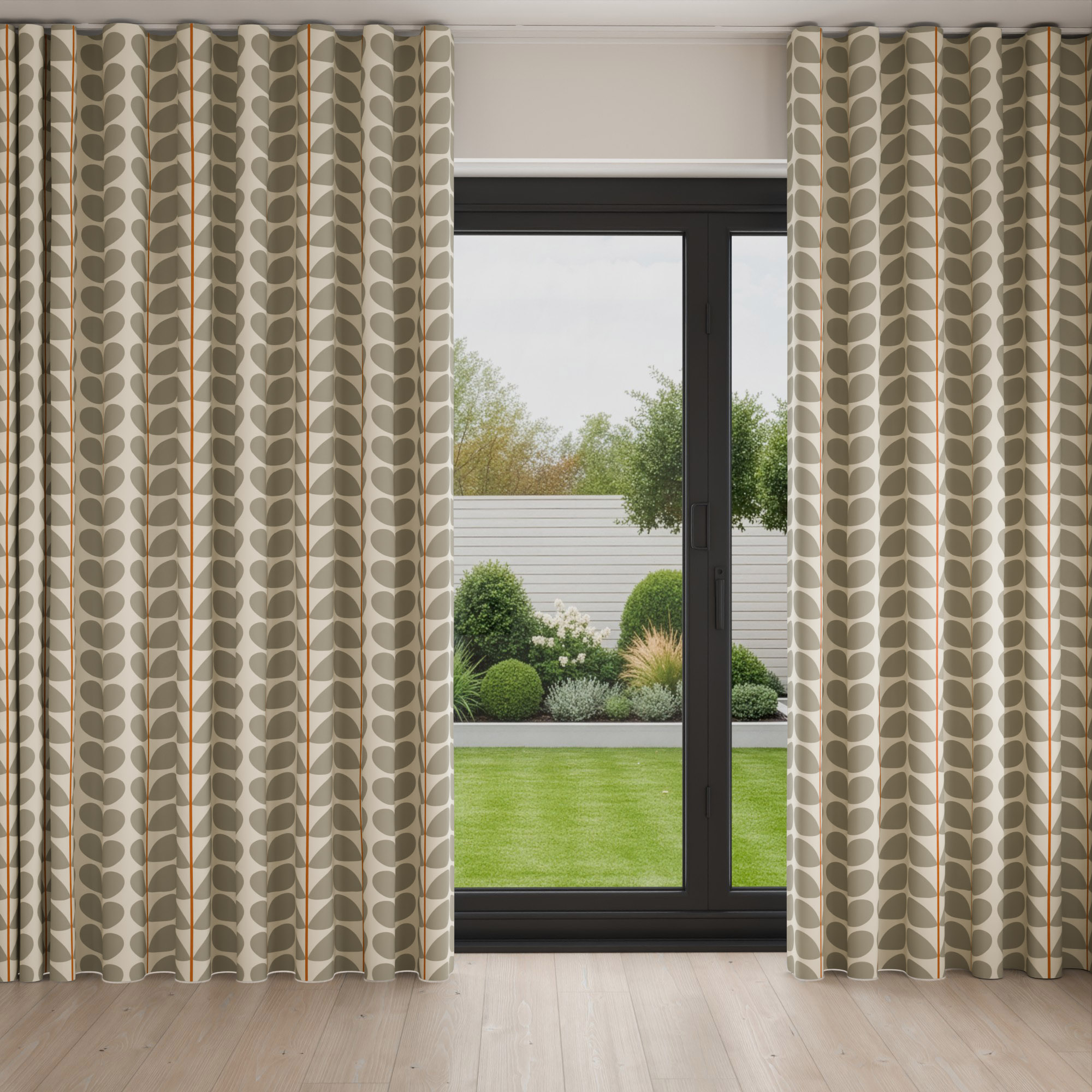 Orla Kiely Two Colour Stem Warm Grey Wave Curtain - Image 3