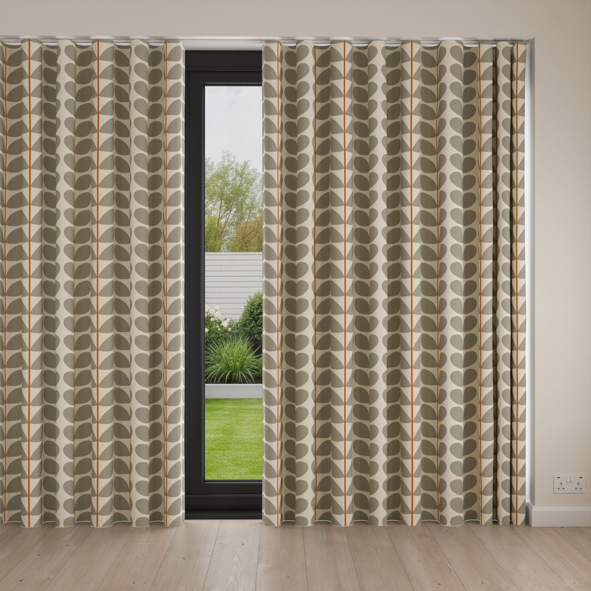 Orla Kiely Two Colour Stem Warm Grey Wave Curtain - Image 4