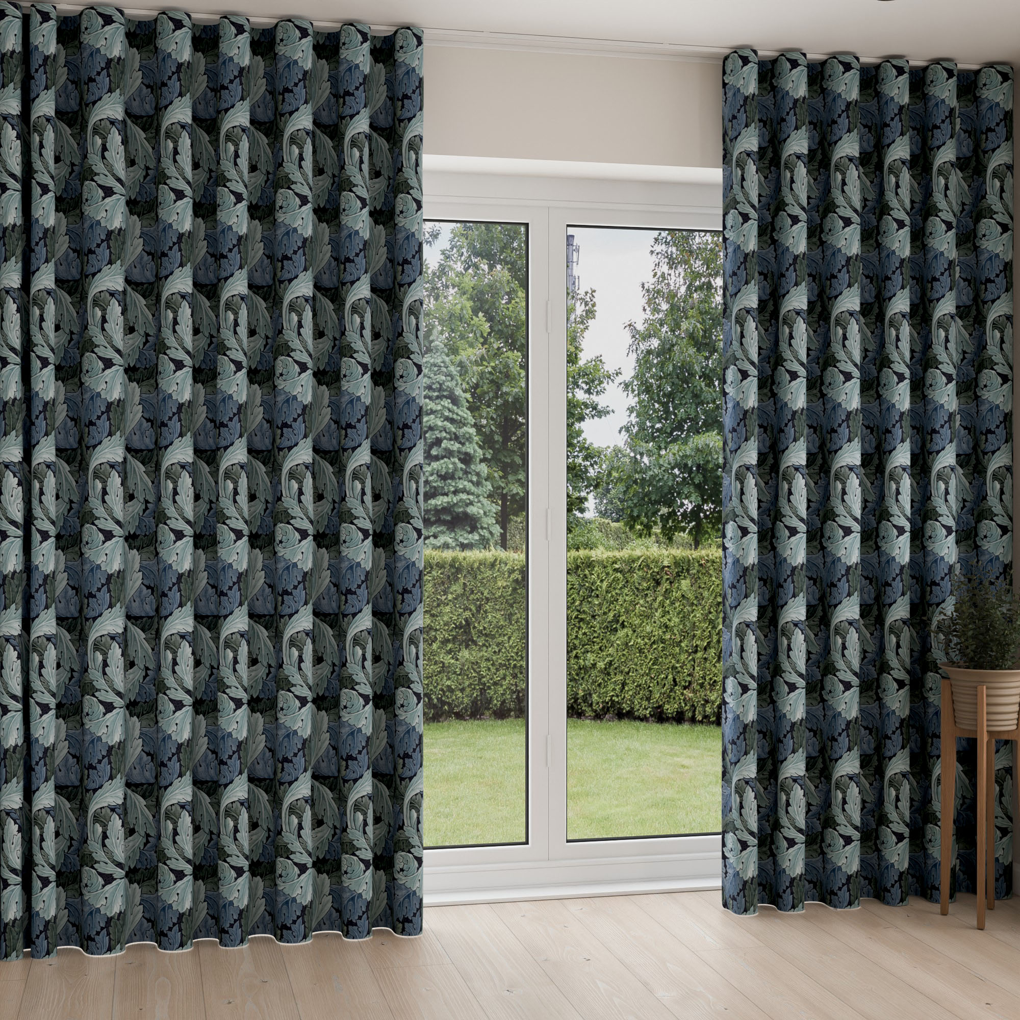 William Morris At Home Acanthus Indigo Wave Curtain
