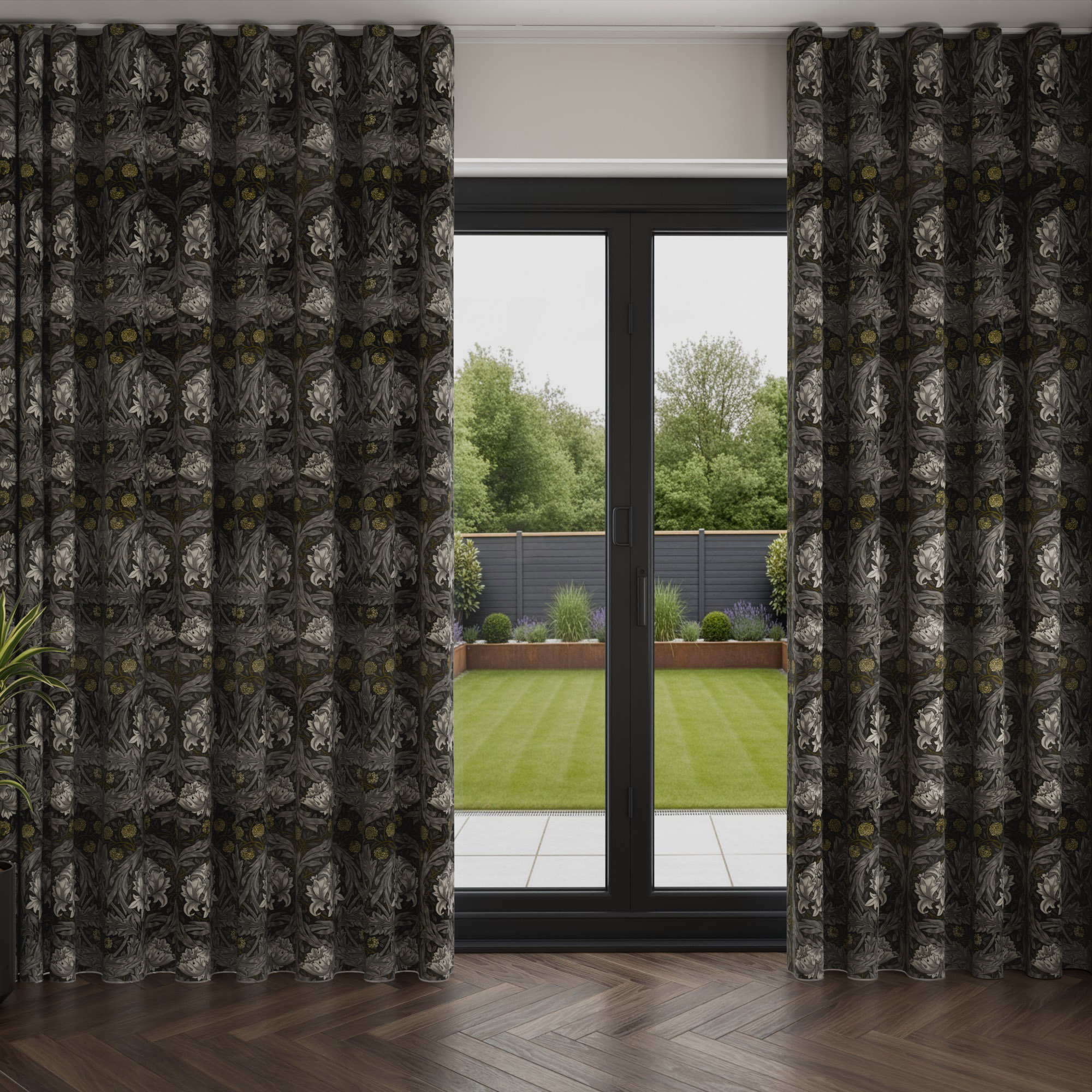 William Morris At Home African Marigold Velvet Iron Wave Curtain - Image 3