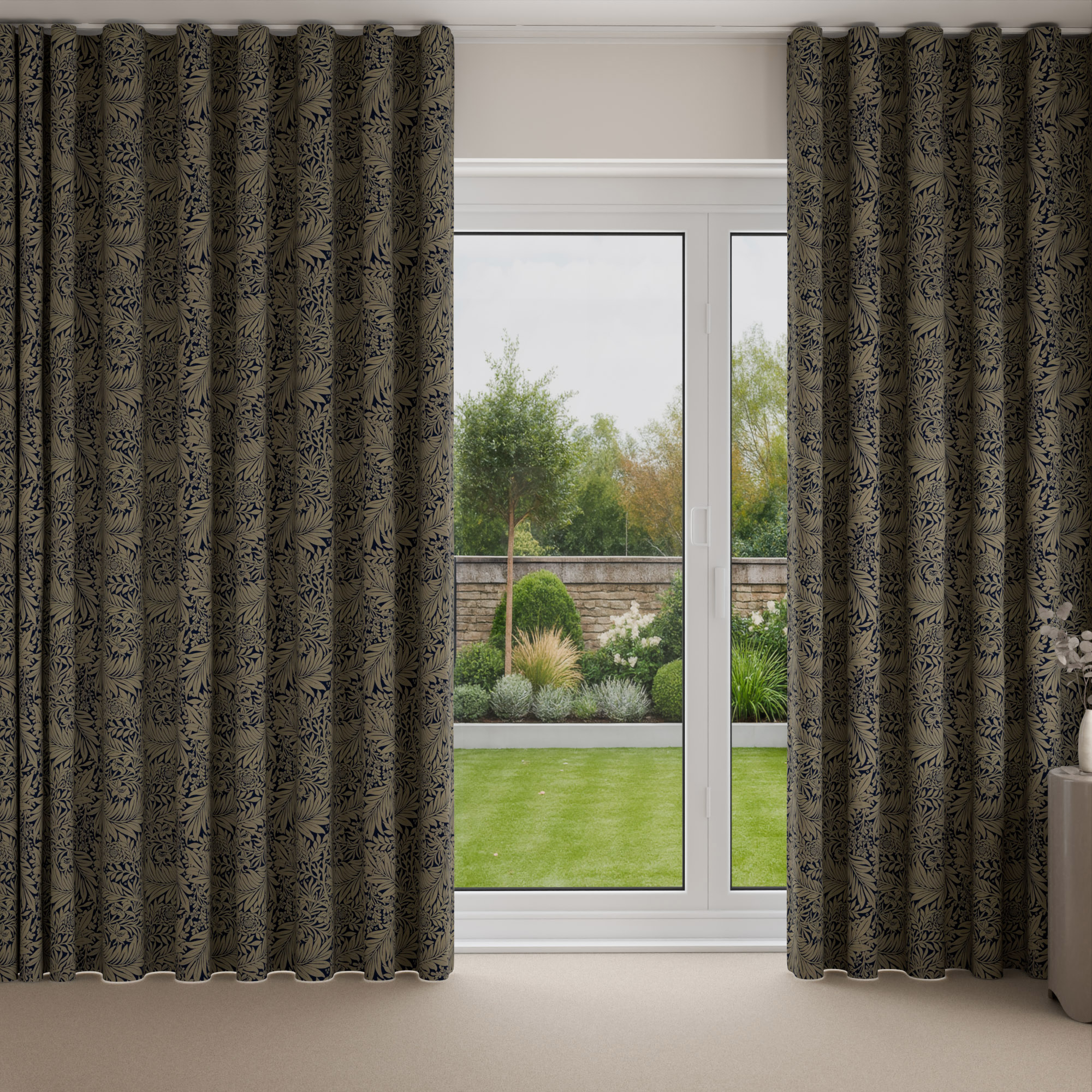 William Morris At Home Larkspur Woven Indigo Wave Curtain - Image 3