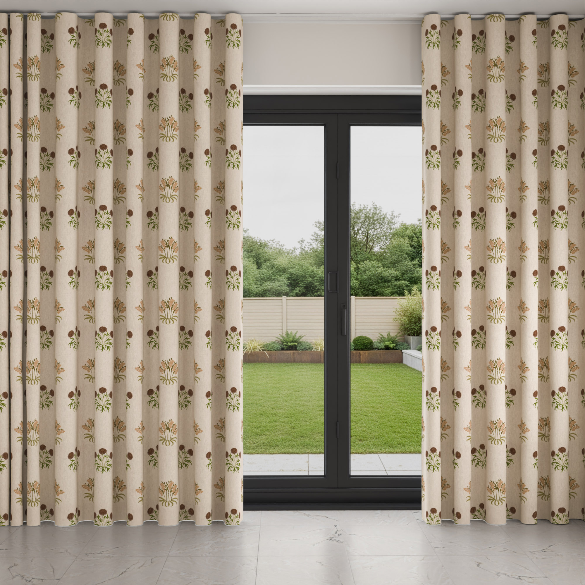 William Morris At Home Lily Flower Embroidery Madder Wave Curtain - Image 3