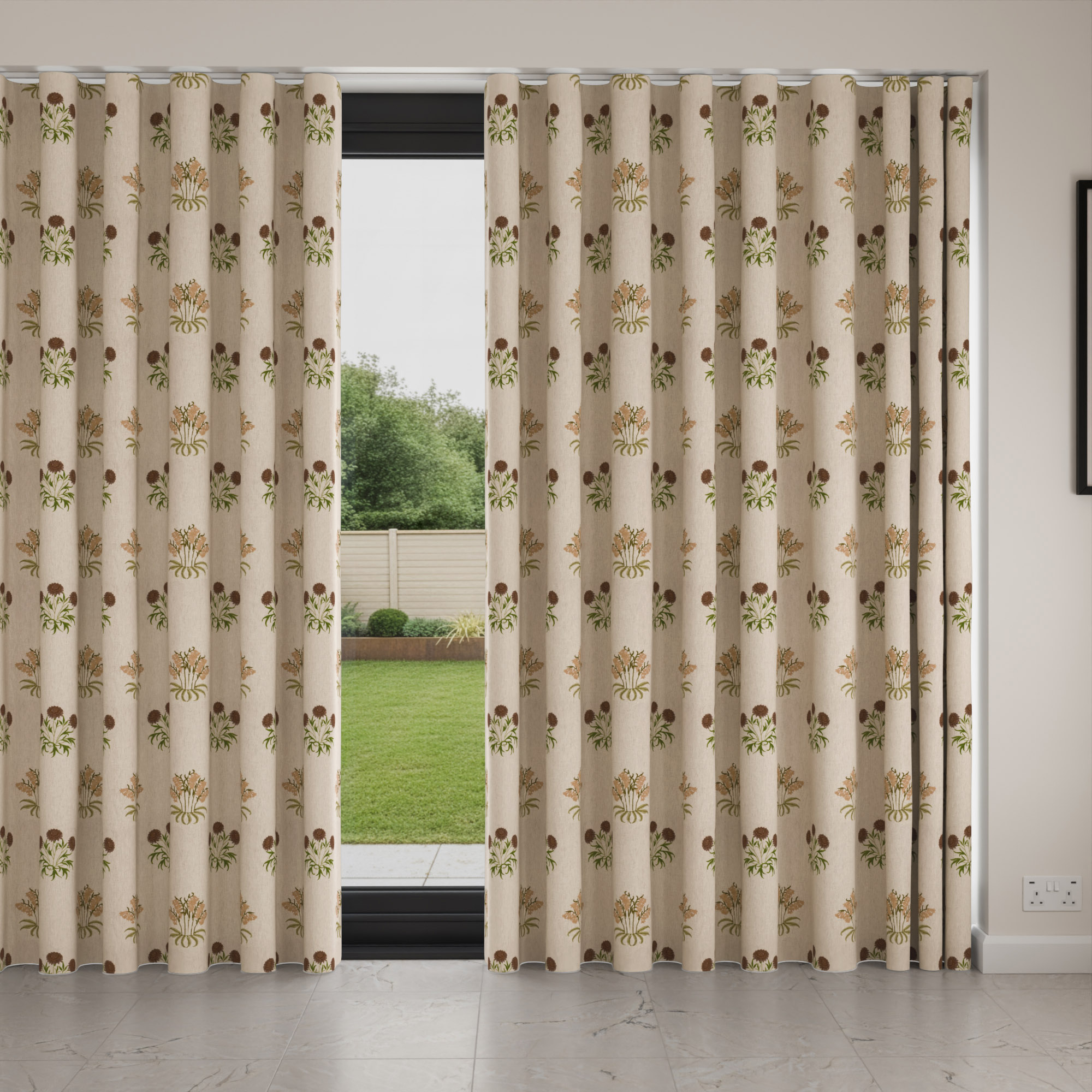 William Morris At Home Lily Flower Embroidery Madder Wave Curtain - Image 4