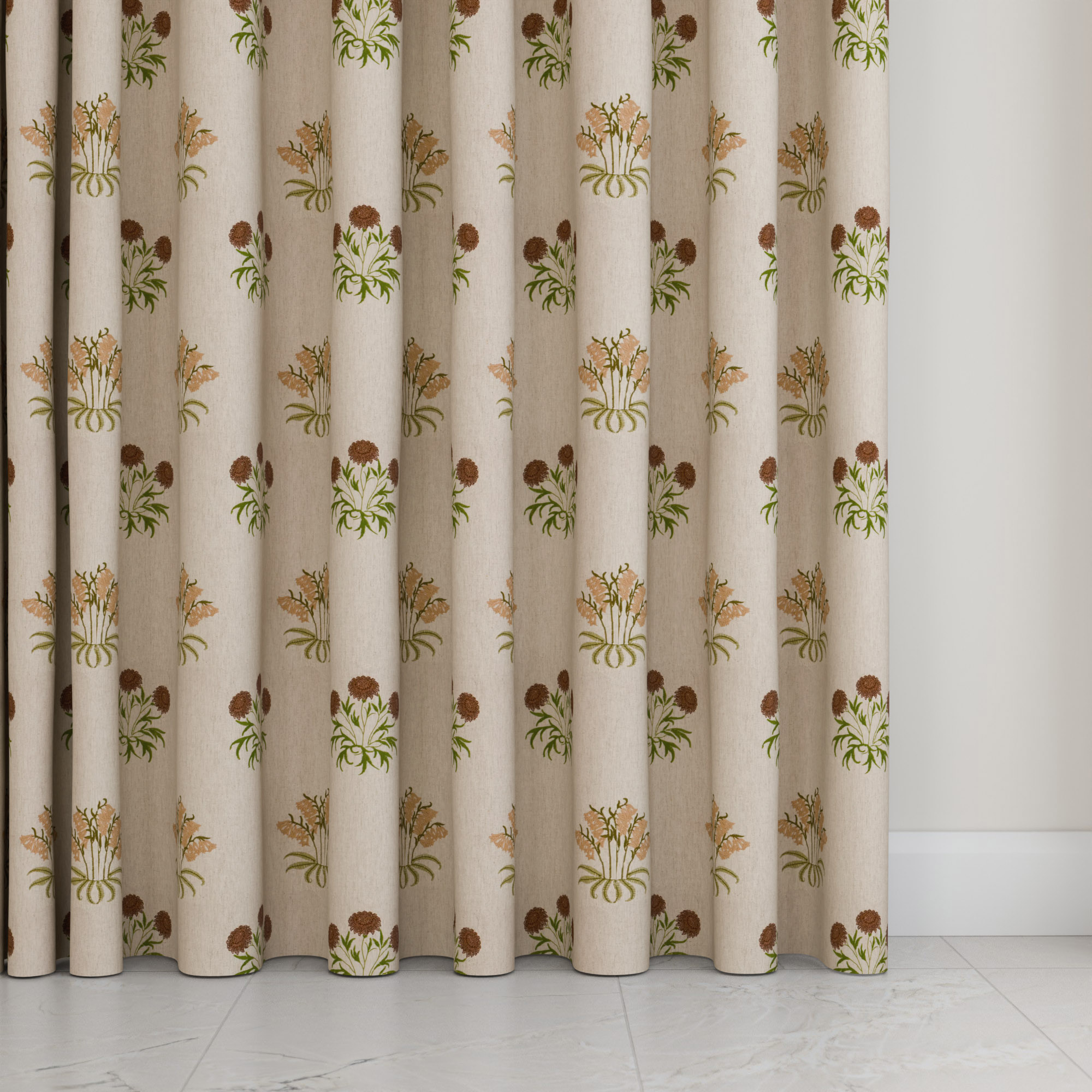 William Morris At Home Lily Flower Embroidery Madder Wave Curtain - Image 5